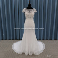 Long Sleeves Applique Champagne white real picture bridal gown